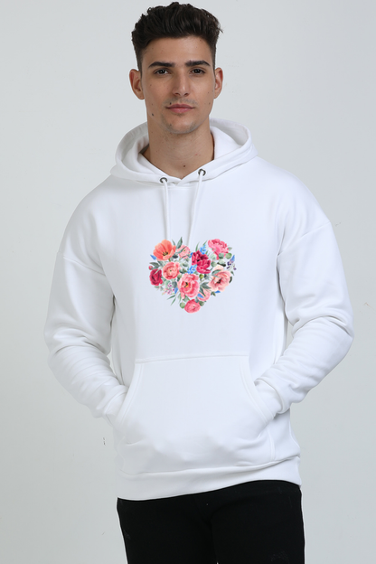 Oversized Hoodie with Heart & Rose Design