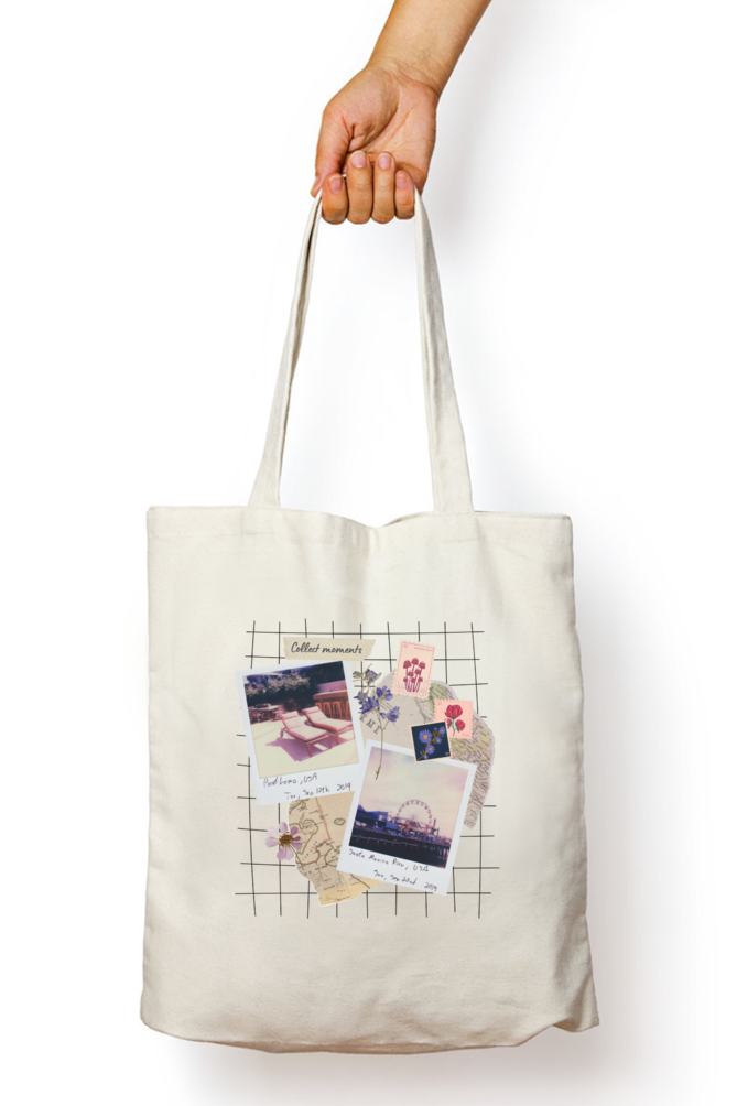 Zipper Tote Bag - Collage Travel Tote Bag