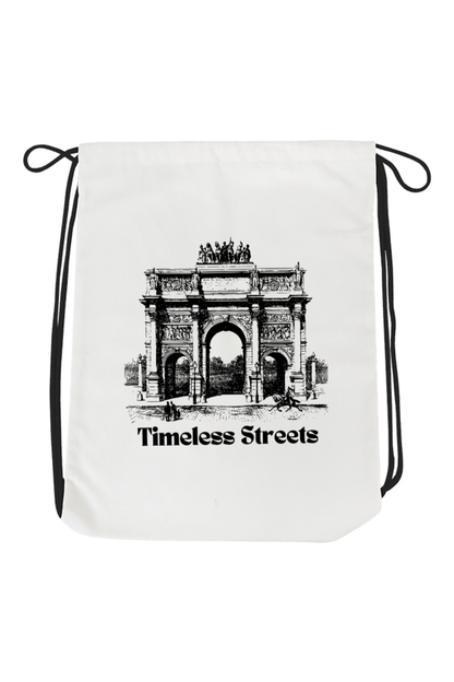 The Timeless Street - Unisex Drawstring Bag White Standard