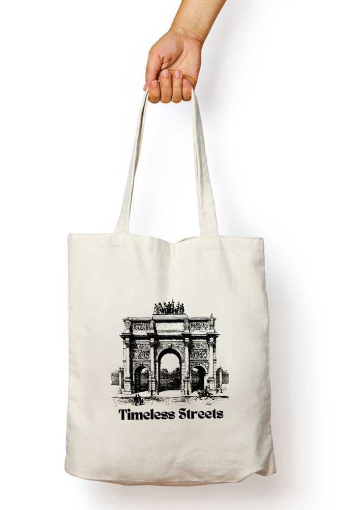 The Timeless Street -The Unisex Tote Bag Zipper white Standard