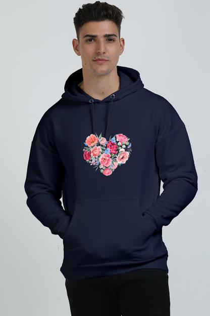 Oversized Hoodie with Heart & Rose Design