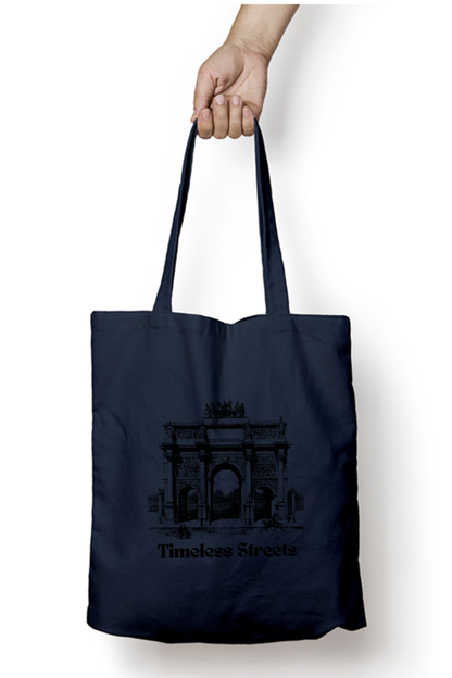 The Timeless Street -The Unisex Tote Bag Zipper white Standard