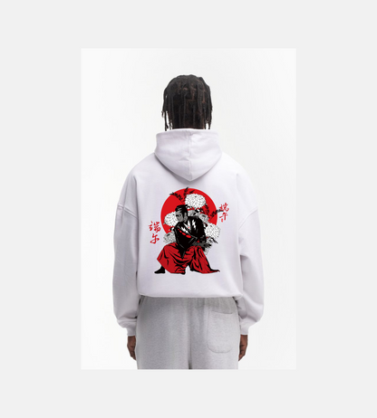 Unisex Oversized Hooded Sweatshirt - Red Warrior Samurai Japan Hoodie