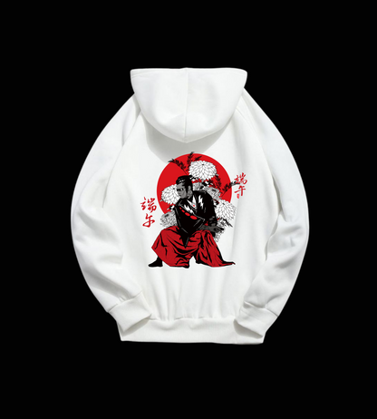 Unisex Oversized Hooded Sweatshirt - Red Warrior Samurai Japan Hoodie